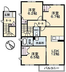 フラットスクエア庚午北 3LDKの間取図画像
