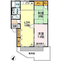 シャトー小林B 2LDKの間取図画像
