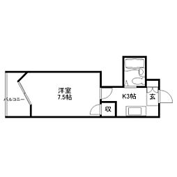 広島畳材Vビル 1Kの間取図画像