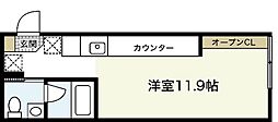 ヴィラリヴィエール ワンルームの間取図画像