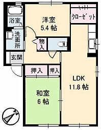 パークサイドヒルズ 2LDKの間取図画像