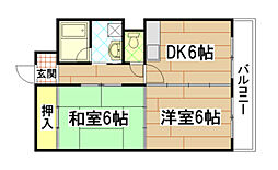 アーバンハイム2 2DKの間取図画像