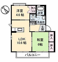 ジュネピース 2LDKの間取図画像