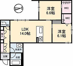 グランドソレイユA 2LDKの間取図画像