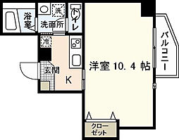 ウイング平和大通り 1Kの間取図画像
