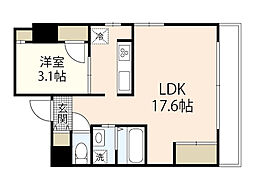 EAST132゜ 1LDKの間取図画像