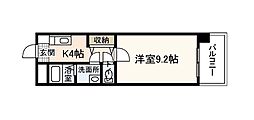 ウィンディア楽々園 1Kの間取図画像