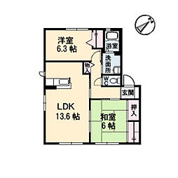 カミーリアB 2LDKの間取図画像