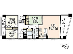 サーパス五日市駅前 3LDKの間取図画像