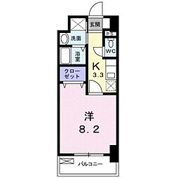 ワンダフルパレスN1 1Kの間取図画像