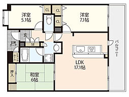 庚午北パークハウス 3LDKの間取図画像