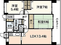 ロイヤルシャトー祇園 3LDKの間取図画像