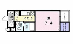グランデ・アニュー 1Kの間取図画像
