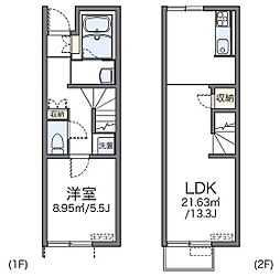 レオネクストクレール住吉2 1LDKの間取図画像