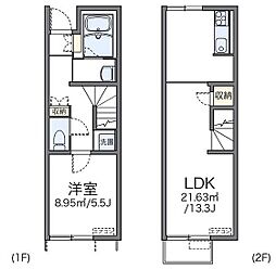 レオネクストクレール住吉2 1LDKの間取図画像