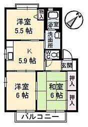 ヴィラシーン弐番館 3Kの間取図画像