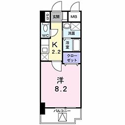 アイ・フィオーレ東原 1Kの間取図画像