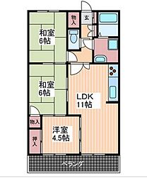 シャルム肥後 3LDKの間取図画像