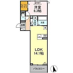 ドゥズイエム串戸 1LDKの間取図画像