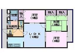 第2瀬田ハイツ1 3LDKの間取図画像