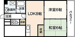 ル・クレール三篠 2DKの間取図画像