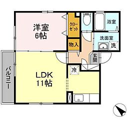 ディアコート草津 1LDKの間取図画像