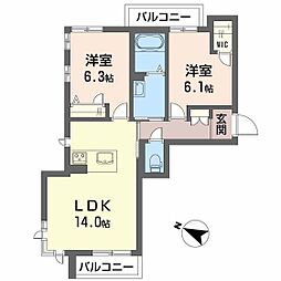 シャーメゾン鈴峯 2LDKの間取図画像