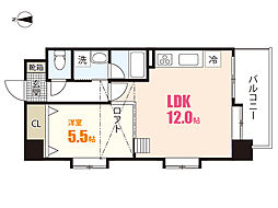 アヴニール五軒屋 1LDKの間取図画像