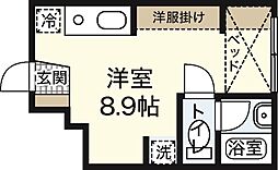 ポルトボヌール弐番館 ワンルームの間取図画像