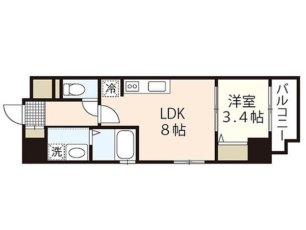 広島県広島市中区幟町(賃貸マンション1LDK・5階・29.57㎡)の写真 その2