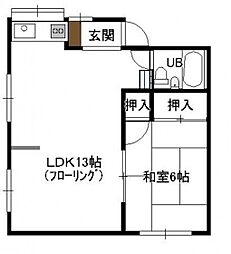 メゾンイノウエ 1階1LDKの間取り