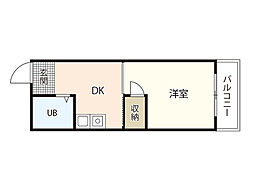 ハイツ観音 1DKの間取図画像