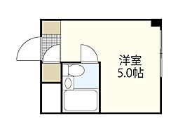 リヴァージュ広瀬北 13階ワンルームの間取り
