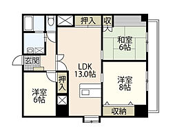 マーキュリーシティ壱番館 2階3LDKの間取り