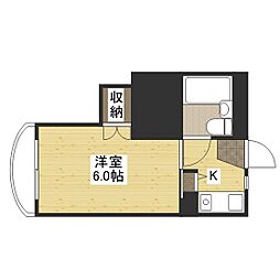 メープル琥珀 1階1Kの間取り