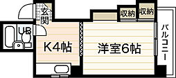 第1和秀ビル 2階1Kの間取り