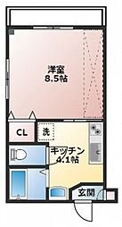 タカマツビル 1Kの間取図画像