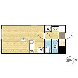ディライト楽々園 4階ワンルームの間取り