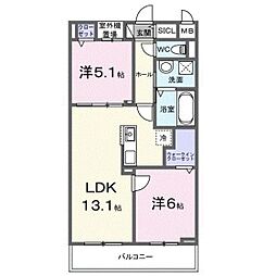 コレッソ・m 2LDKの間取図画像