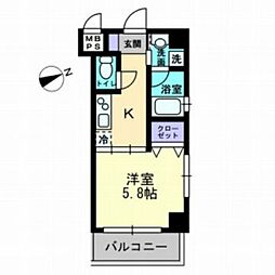 パレス西広島 1Kの間取図画像