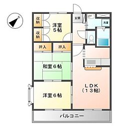 フォレストハイムD 3LDKの間取図画像