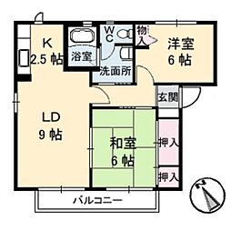アンカルムD 2LDKの間取図画像