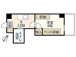 ハーシオン古田1 1Kの間取図画像
