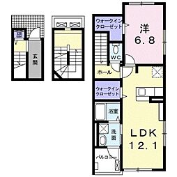 メゾンシュシュ 1LDKの間取図画像
