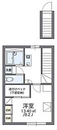 レオパレスリベイン 1Kの間取図画像