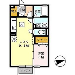 セジュール高本 1LDKの間取図画像