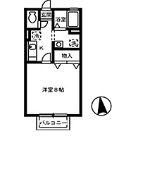 セジュール錦見 1Kの間取図画像