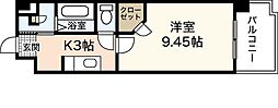 ロアール東白島 1Kの間取図画像