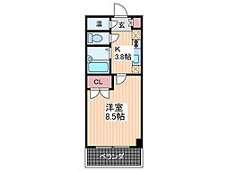 ボヌール2 1Kの間取図画像