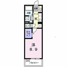 ポートサイドベル 1Kの間取図画像